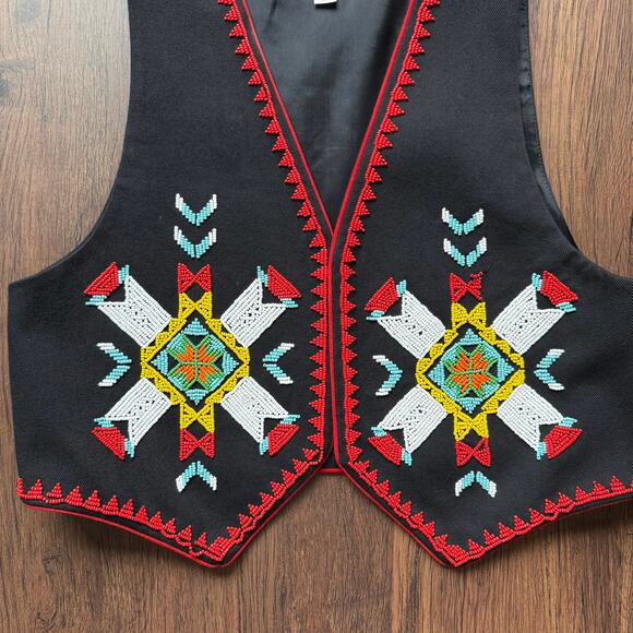 Hairston Roberson Ropa Embroidered Vest 1992 Black Cotton USA M/L - Picture 7 of 11